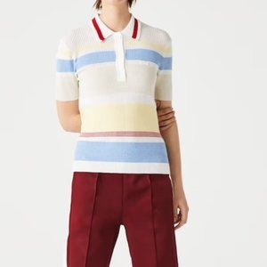 Lacoste Striped Knit Polo Sweater